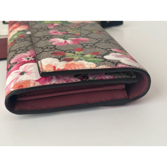 Gucci GG Supreme Monogram Blooms Continental Wallet & Card Case Antique Rose - Picture 8 of 10